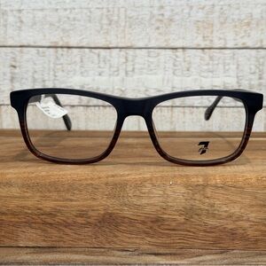 7 For All Mankind Men Baker Matte Dark Grey Brown Eyeglass FRAMES 54-18-142 NWT